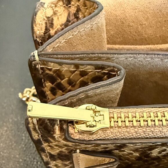 Coach Klare Blush Tan and Snakeskin Leather Crossbody Bag with chain - Picture 7 of 15